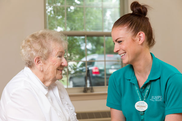 Caregiver with patient, assisted living , Connect4Life program