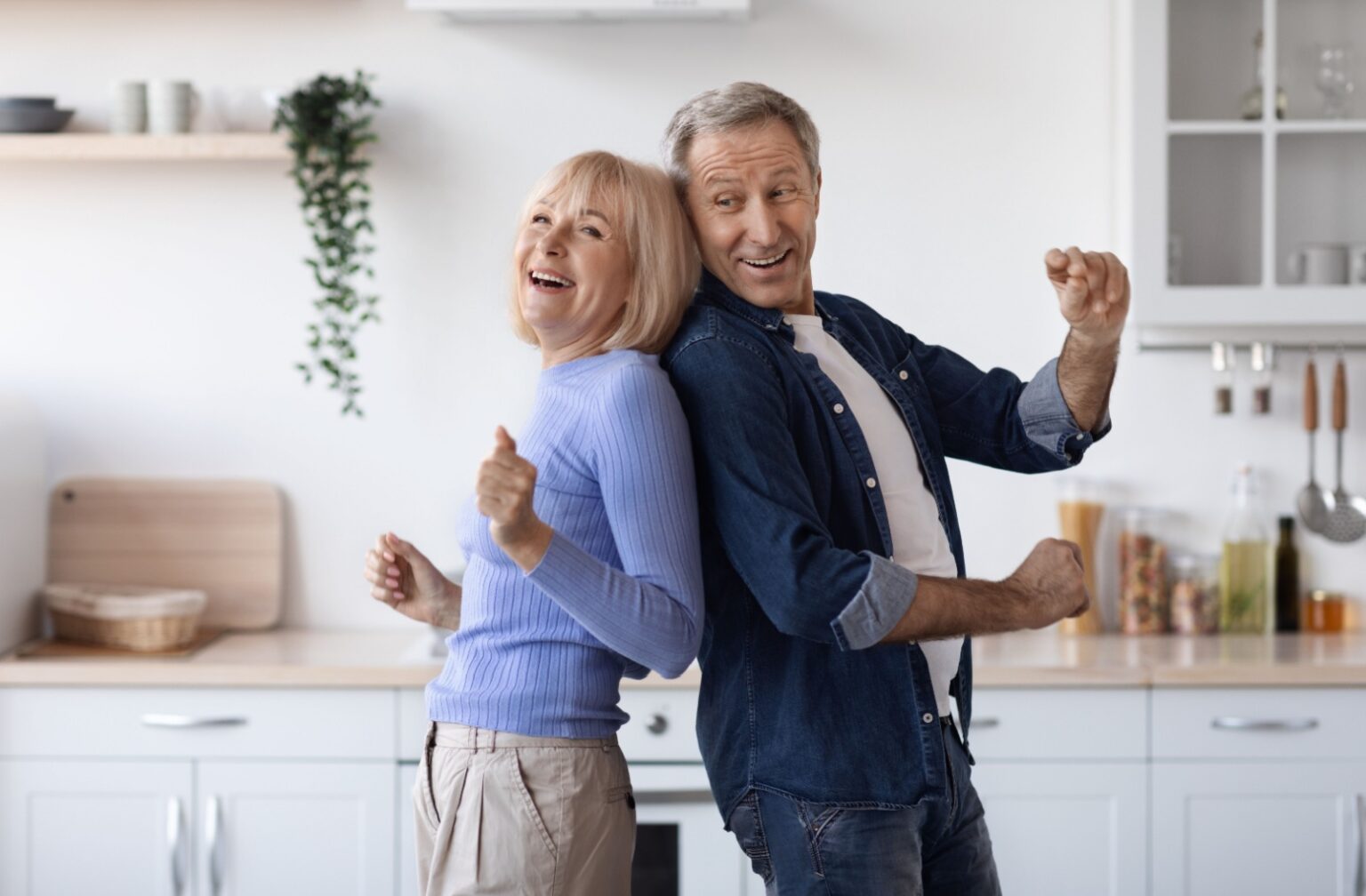 seniors dancing in the kitchen